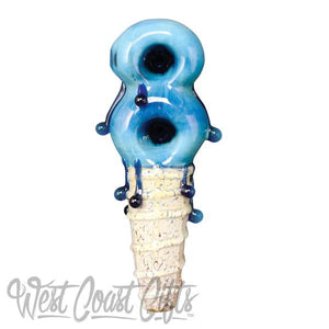 RED EYE GLASS 5"BLUEBERRY TWO SCOOP HAND PIPE W/2 BOWLS
