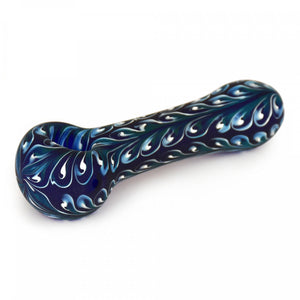 4.5" FROSTED PAISLEY  HAND PIPE W/ BLUE & GREEN ACCENTS